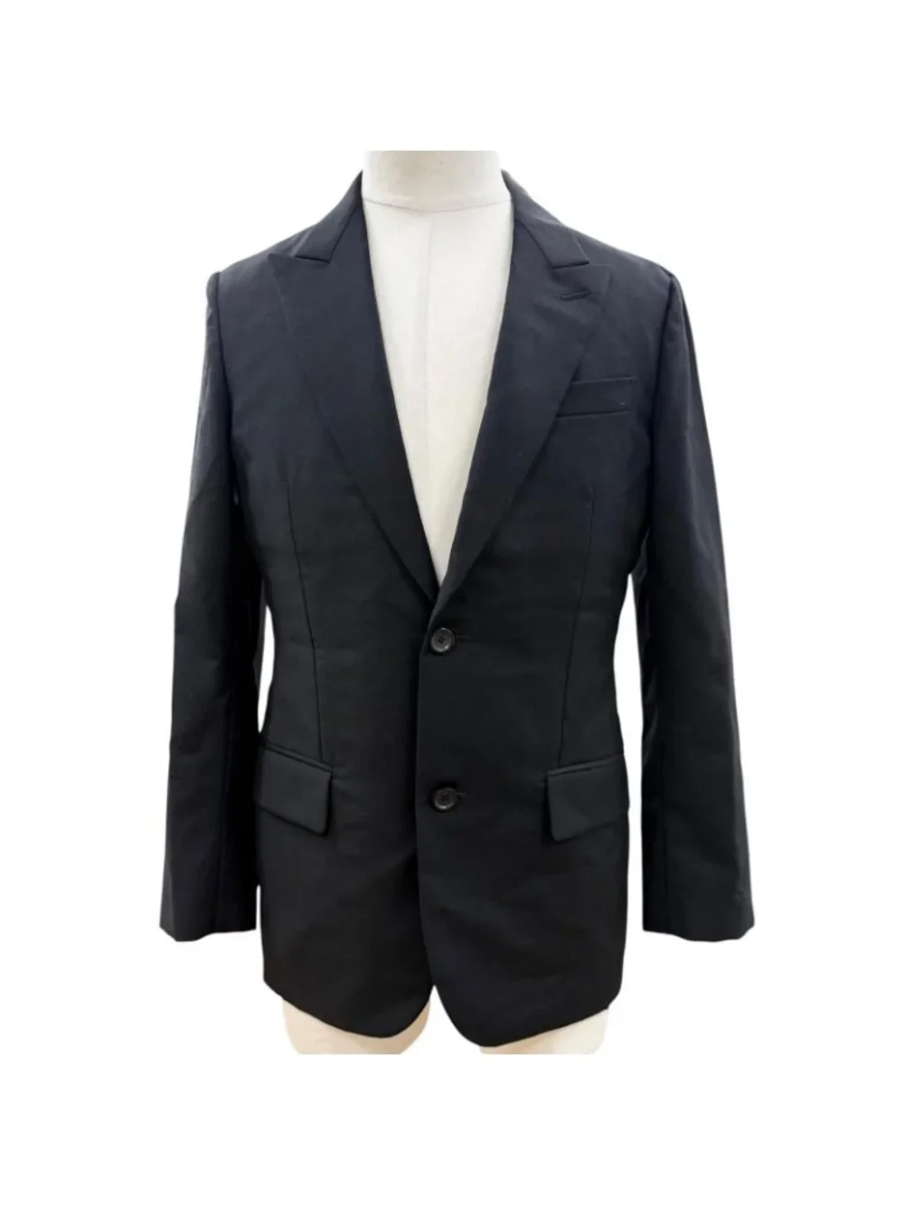 Louis Vuitton Tailor Made Wool Mohair Logo Input Button Single Suit Black 46